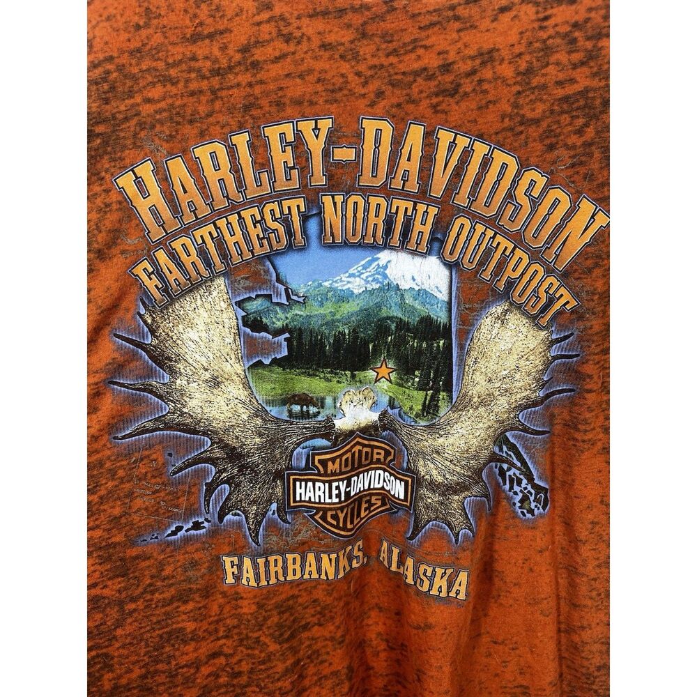 Harley Davidson Mens SHIRT Fairbanks Alaska 2XL Biker Farthest North Outpost Y2K